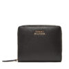 Малък дамски портфейл Tommy Hilfiger Th Leather Slg Med Za Flap AW0AW17499 Черен цвят на ниска цена