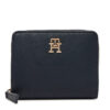 Малък дамски портфейл Tommy Hilfiger Th Logotape Med Za AW0AW17408 Тъмносин цвят на ниска цена