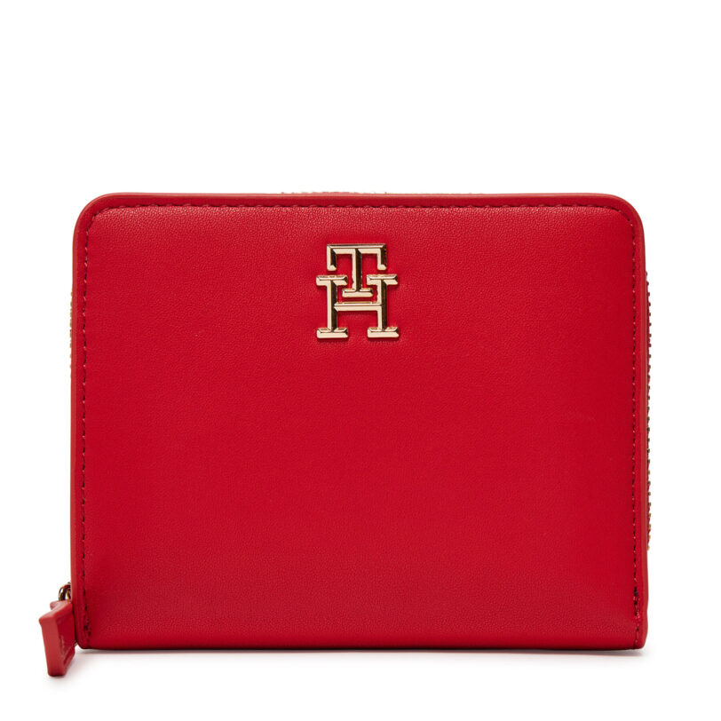 Малък дамски портфейл Tommy Hilfiger Th Logotape Med Za AW0AW17408 Червен цвят на ниска цена