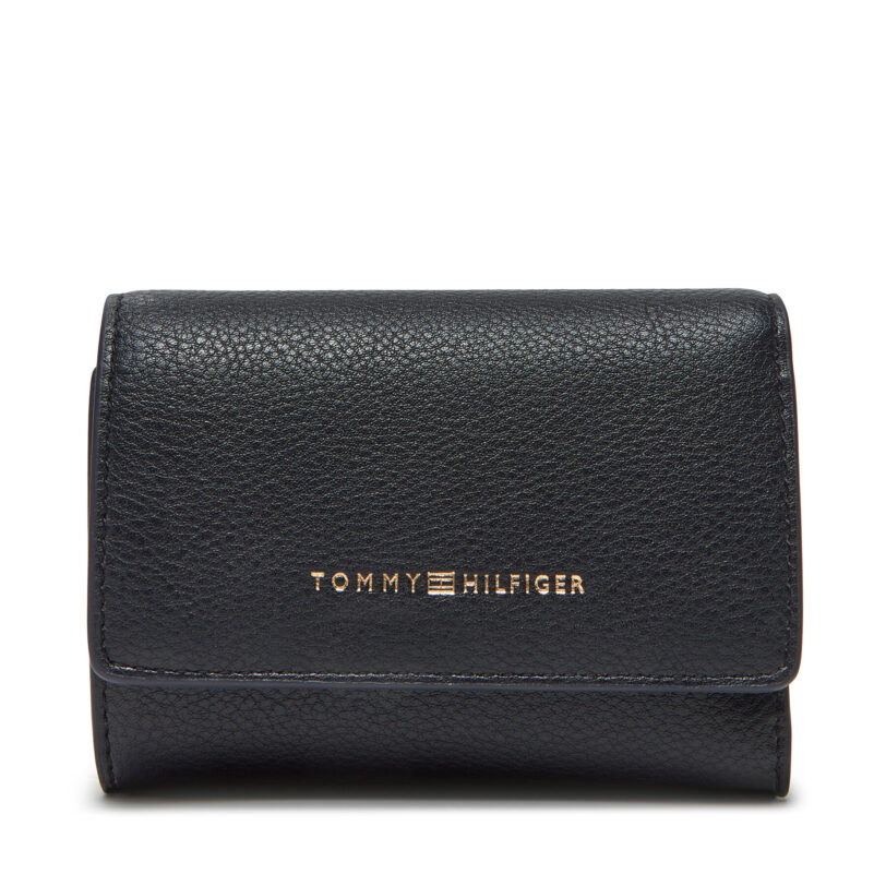 Малък дамски портфейл Tommy Hilfiger Th Logotape Trifold AW0AW17477 Тъмносин цвят на ниска цена