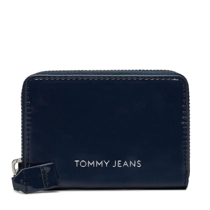 Малък дамски портфейл Tommy Jeans Tjw Ess Must Small Za Patent AW0AW16142 Тъмносин цвят на ниска цена