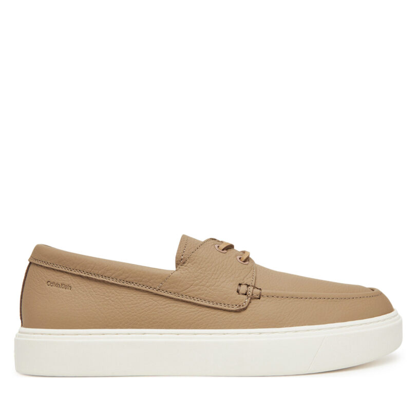 Мокасини Calvin Klein Hybrid Lace Up Boat Lth HM0HM01812 Кафяв цвят на ниска цена