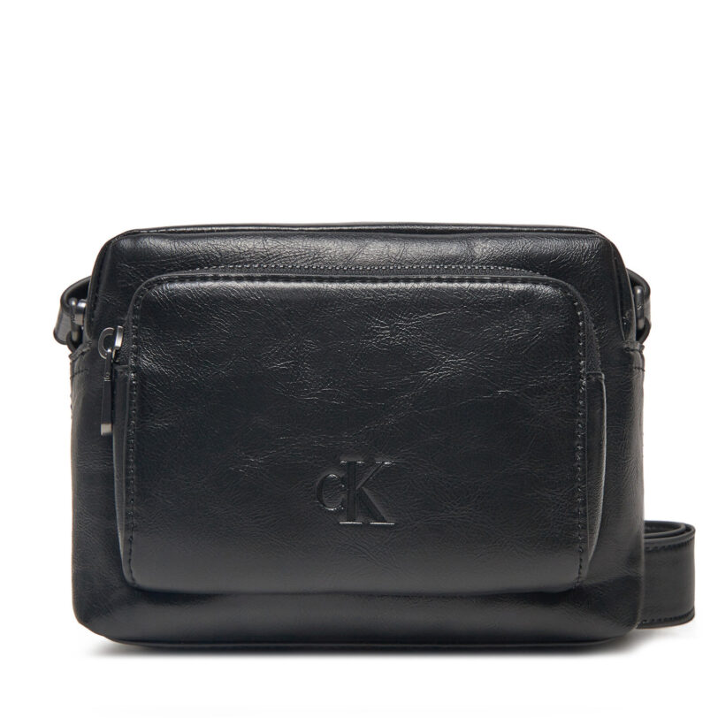 Мъжка чантичка Calvin Klein Jeans Tumbled Camera Bag Pu K50K512988 Черен цвят на ниска цена