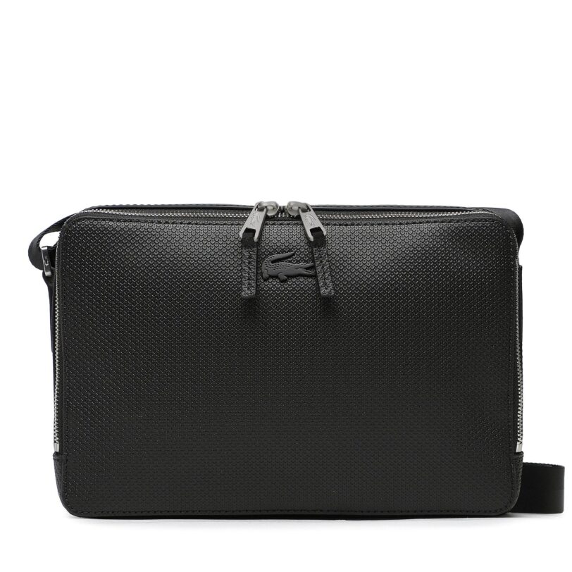 Мъжка чантичка Lacoste Split Cow Leather NH3270CE Черен цвят на ниска цена
