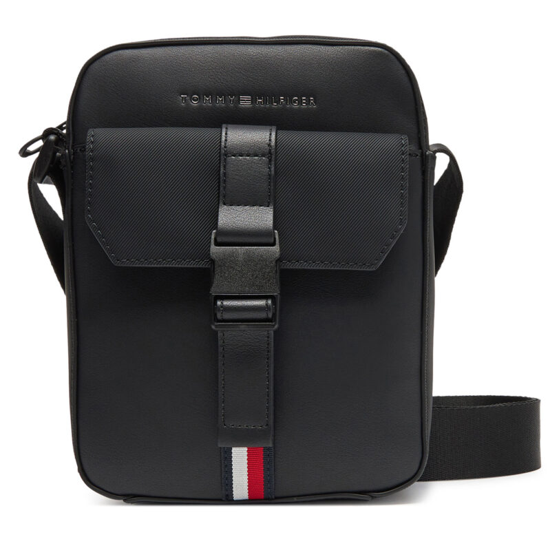 Мъжка чантичка Tommy Hilfiger Th Foundation Mini Reporter AM0AM13479 Черен цвят на ниска цена