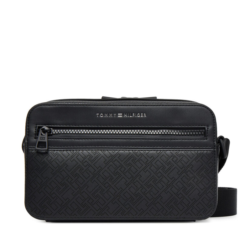 Мъжка чантичка Tommy Hilfiger Th Monogram Ew Reporter AM0AM13837 Черен цвят на ниска цена