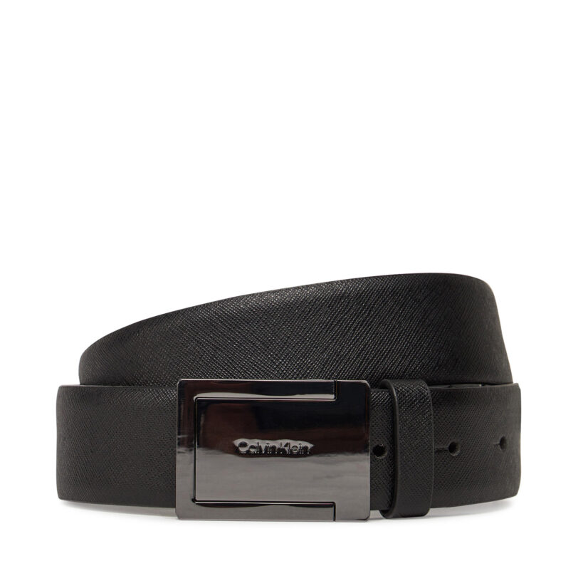 Мъжки колан Calvin Klein Formal Plaque Tex 35Mm K50K512843 Черен цвят на ниска цена