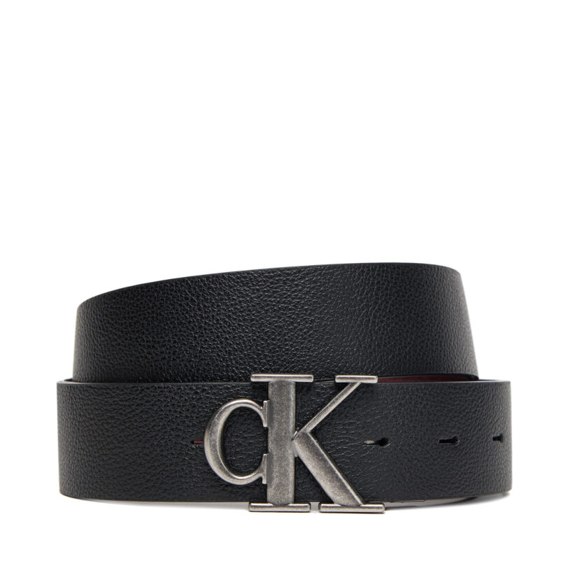 Мъжки колан Calvin Klein Monogram Buckle 35Mm Adj/Rev LV04D7017G Черен цвят на ниска цена