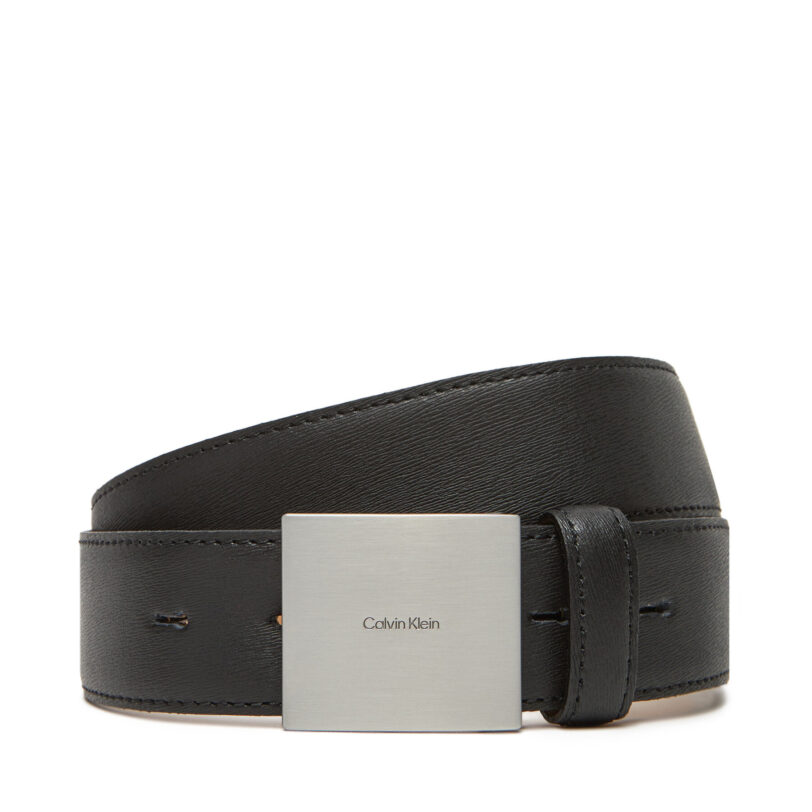 Мъжки колан Calvin Klein Plaque Buckle 35Mm LV04D7013G Черен цвят на ниска цена