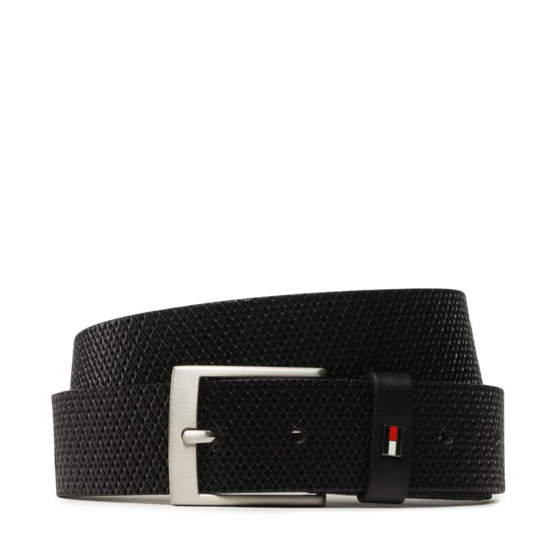 Мъжки колан Tommy Hilfiger Adan 3.5 Embossed AM0AM11229 Черен цвят на ниска цена