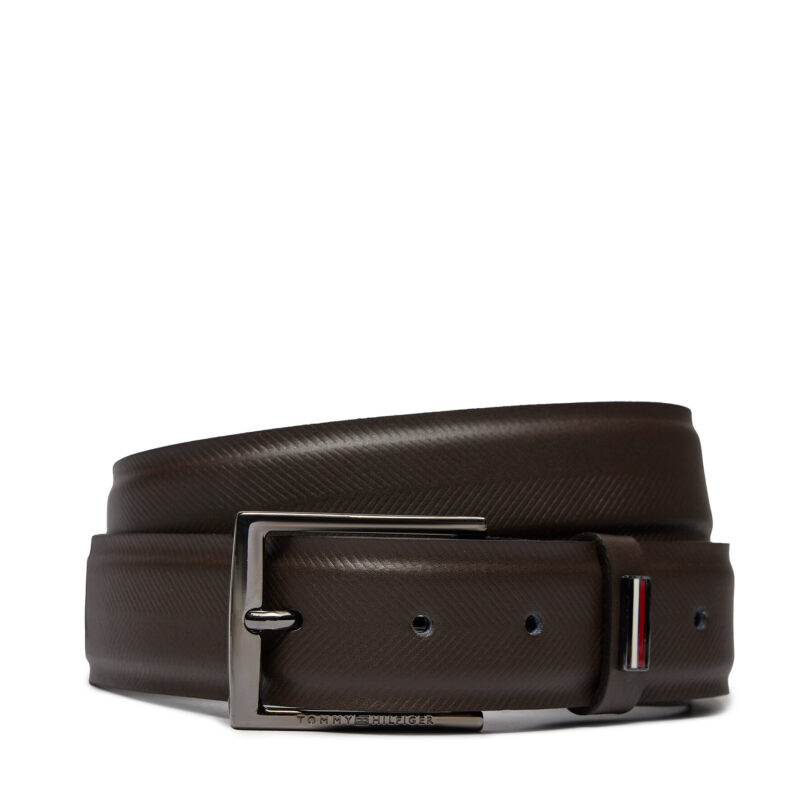 Мъжки колан Tommy Hilfiger Business Texture 3.5 Adj AM0AM12069 Кафяв цвят на ниска цена