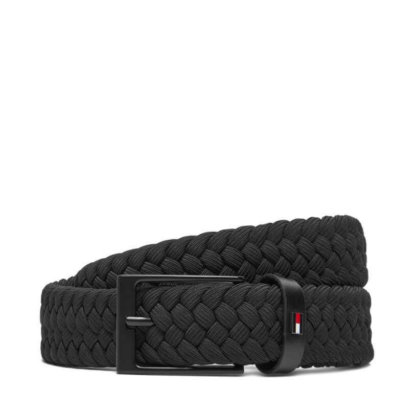 Мъжки колан Tommy Hilfiger Layton Elastic AM0AM13570 Черен цвят на ниска цена