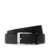 Мъжки колан Tommy Hilfiger New Aly Belt AM0AM08363 Черен цвят на ниска цена