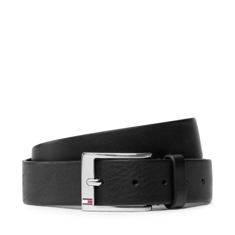 Мъжки колан Tommy Hilfiger New Aly Belt AM0AM08363 Черен цвят на ниска цена