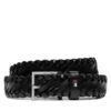 Мъжки колан Tommy Hilfiger Oliver 3.0 Leather Braid Dc AM0AM12068 Черен цвят на ниска цена