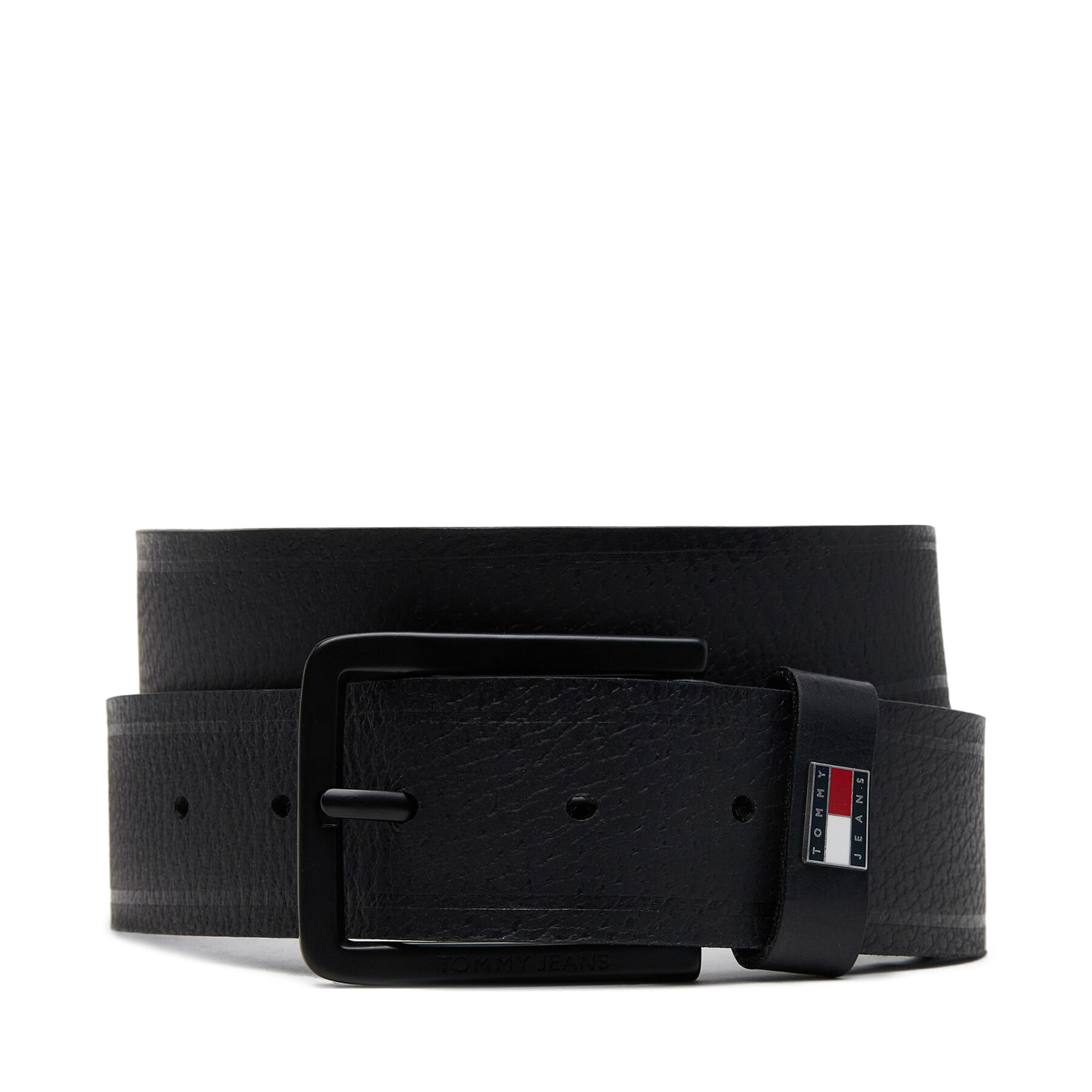 Мъжки колан Tommy Jeans Tjm Elevated Flag Leather 3.5 AM0AM13291 Черен цвят на ниска цена