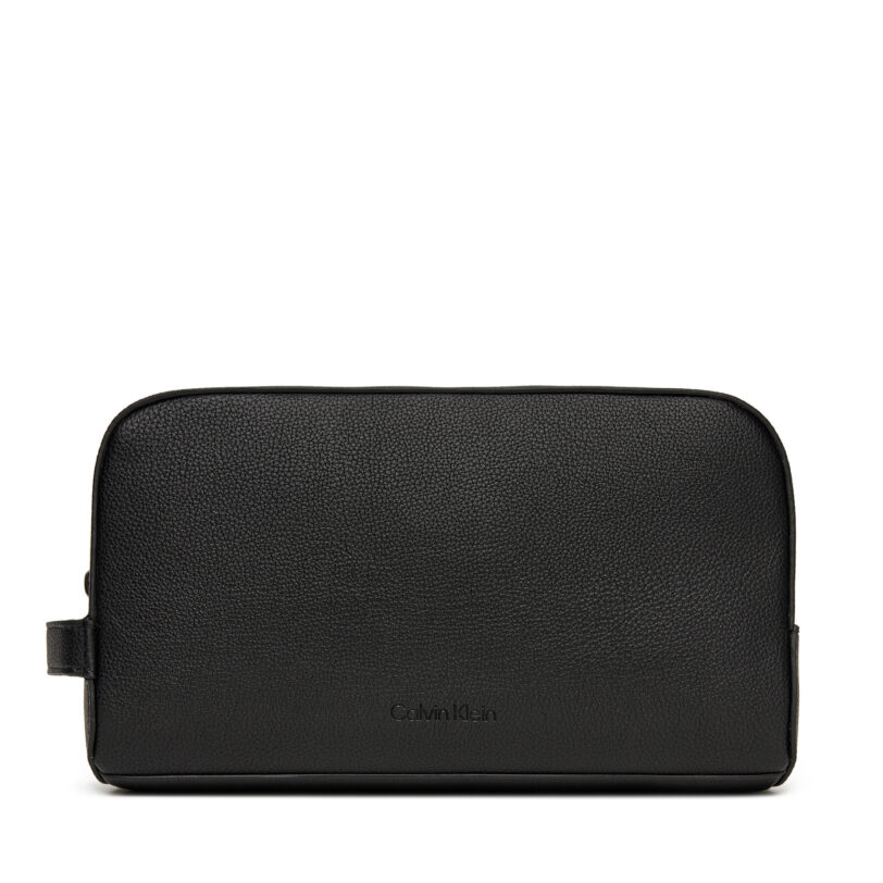 Несесер Calvin Klein Micropebble Washbag/Dopp Kit LV04D1036G Черен цвят на ниска цена