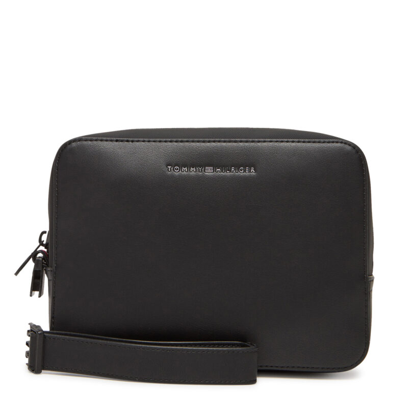 Несесер Tommy Hilfiger Th Foundation Washbag AM0AM13527 Черен цвят на ниска цена