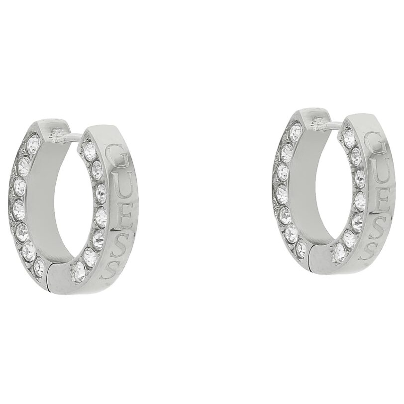 Обици Guess Circle Lights JUBE03 160JW Сребърно родиево покритие цвят на ниска цена
