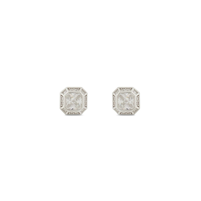 Обици ICED STUFF Emerald Cut Бяло злато цвят на ниска цена