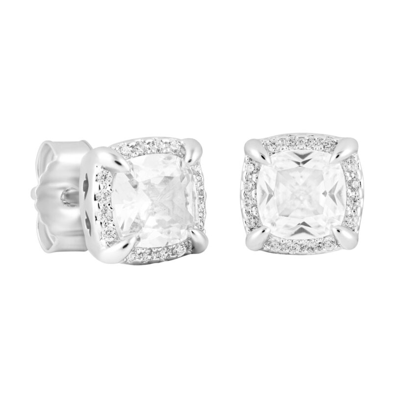 Обици ICED STUFF Princess Square Бяло злато цвят на ниска цена