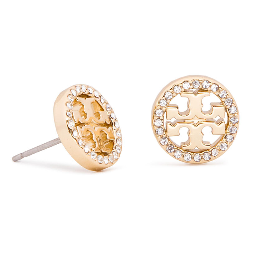 Обици Tory Burch Crystal Logo Circle Stud Earring 53422 Златист цвят на ниска цена