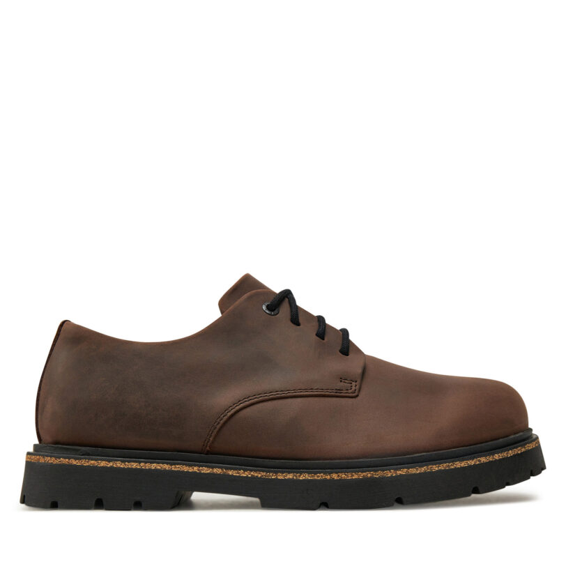 Обувки Birkenstock Highwood Lace Low Leoi 1028093 Кафяв цвят на ниска цена