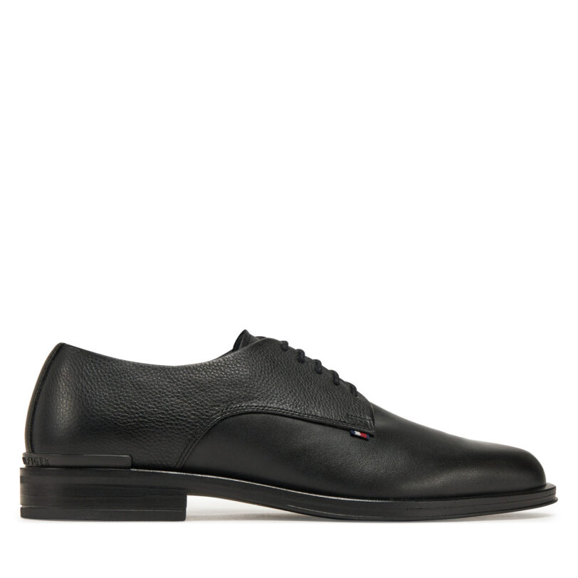 Обувки Tommy Hilfiger Core Hilfiger Leather Shoe FM0FM05375 Черен цвят на ниска цена
