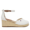 Обувки Tommy Hilfiger Flag Closed Toe Mid Wedge Espad FW0FW08657 Бял цвят на ниска цена