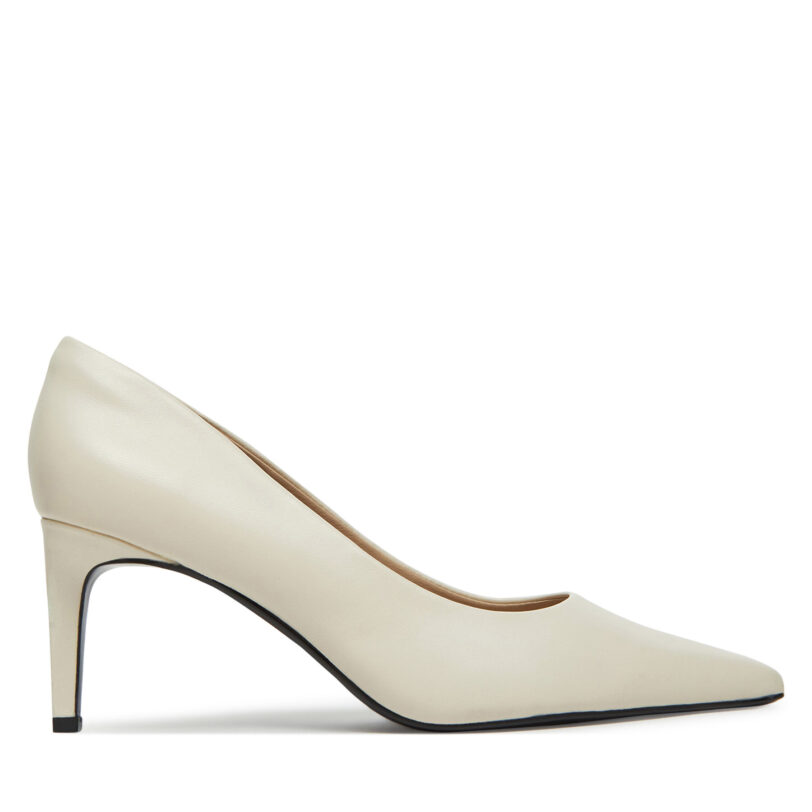 Обувки на ток Calvin Klein Pump 70 Pointy Hw Bar Lth HW0HW02561 Екрю цвят на ниска цена