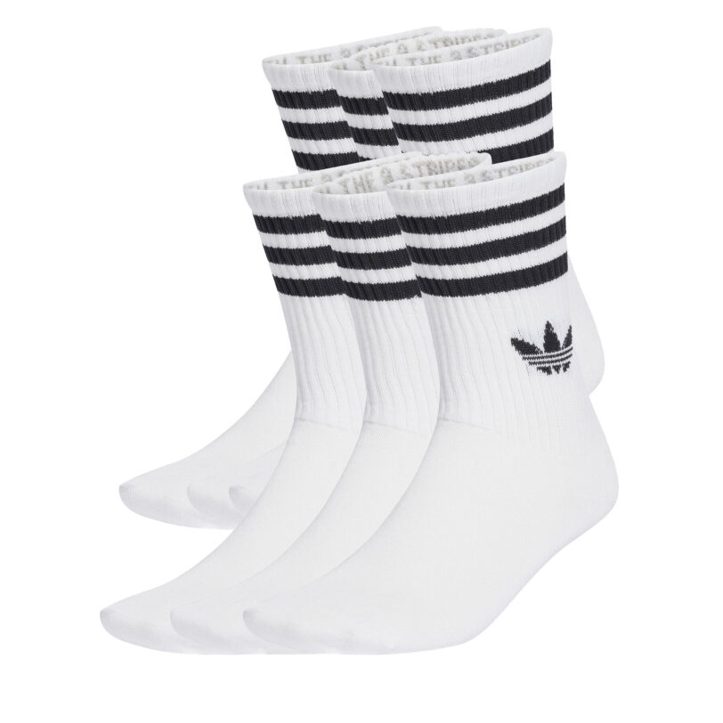 Омплект 6 чифта дълги чорапи унисекс adidas 3-Stripes JV7410 Бял цвят на ниска цена