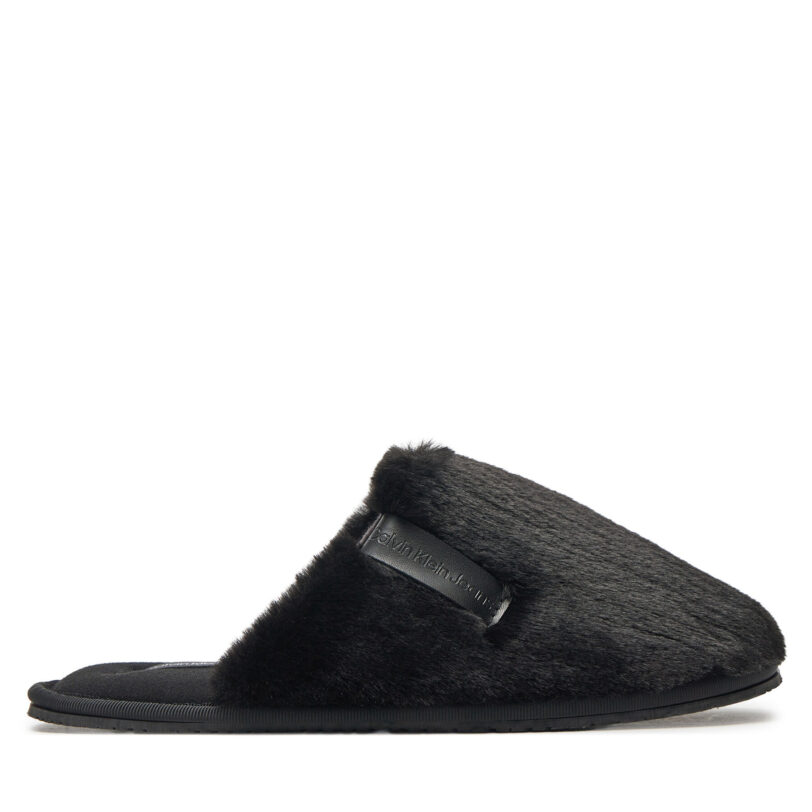 Пантофи Calvin Klein Jeans Hotel Slipper Fur After Glow YW0YW01593 Черен цвят на ниска цена