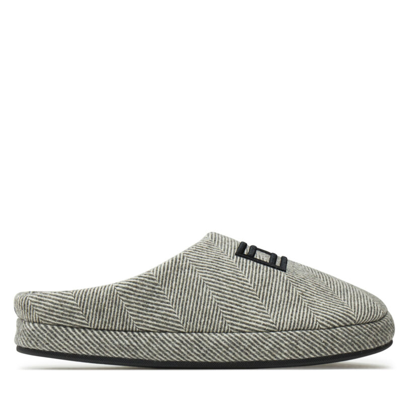 Пантофи Tommy Hilfiger Flag Herringbone House Shoe FM0FM05304 Сив цвят на ниска цена