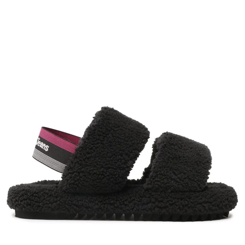 Пантофи Tommy Jeans Tj Winter Sandal 2D EN0EN02031 Черен цвят на ниска цена