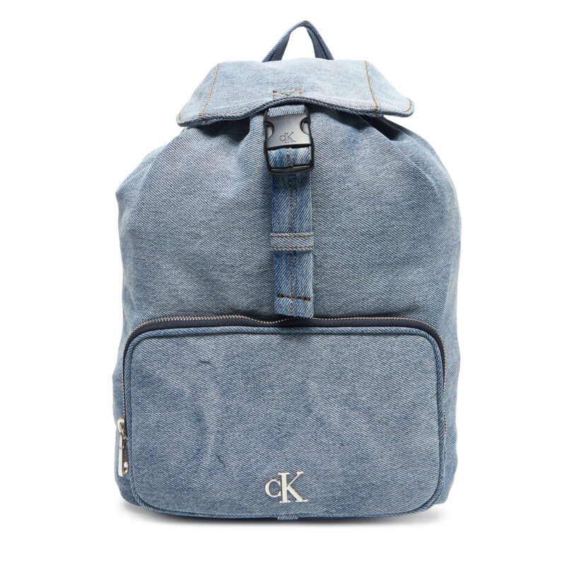 Раница Calvin Klein Denim Luna Mini Flap Backpack LV04F3216G Светлосиньо цвят на ниска цена