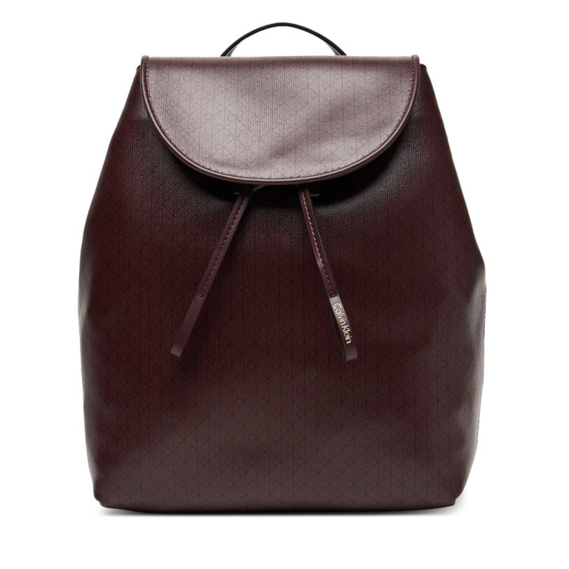Раница Calvin Klein Emblem Aop Flap Backpack LV04F3271G Бордо цвят на ниска цена