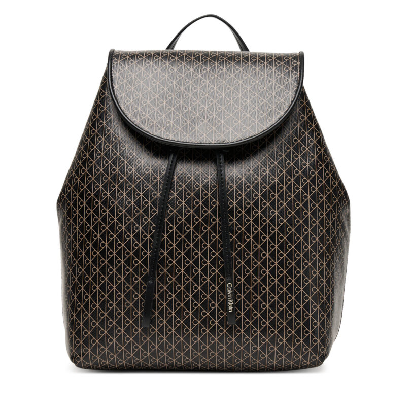 Раница Calvin Klein Emblem Aop Flap Backpack LV04F3271G Черен цвят на ниска цена