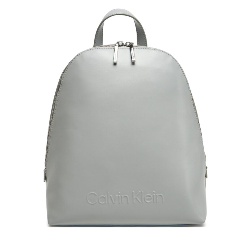 Раница Calvin Klein Embossed Calvin Round Backpack K60K613185 Сив цвят на ниска цена