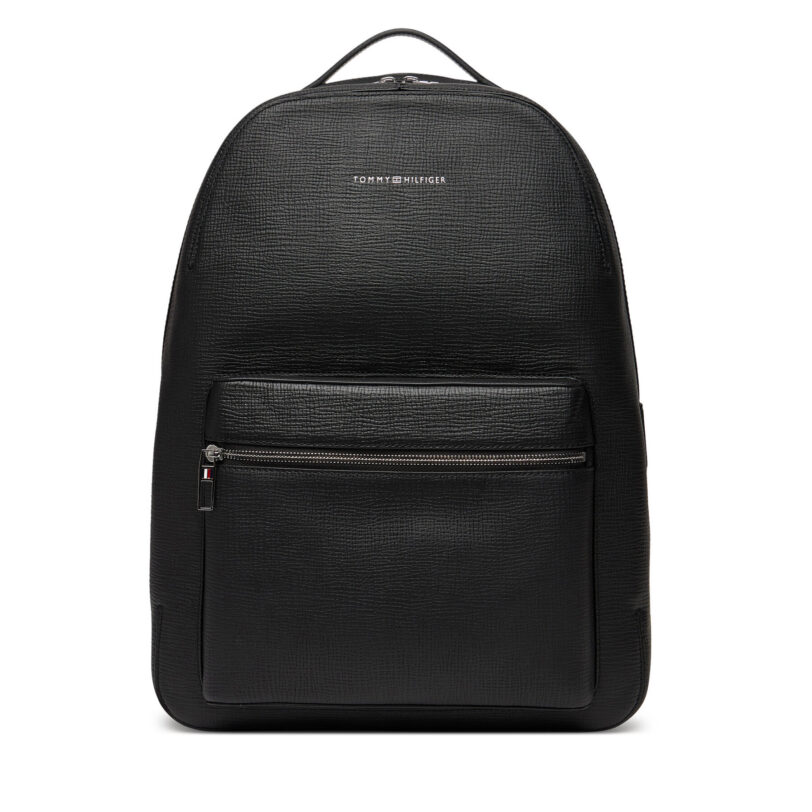 Раница Tommy Hilfiger Th Business Leather Backpack AM0AM13641 Черен цвят на ниска цена