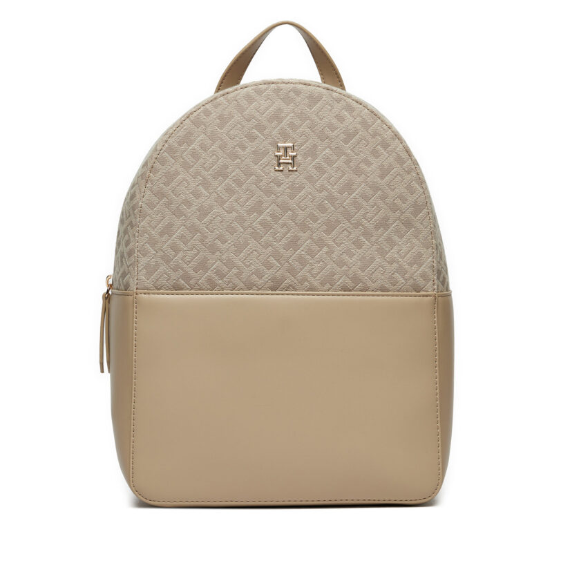Раница Tommy Hilfiger Th Jacquard Backpack AW0AW17074 Бежов цвят на ниска цена