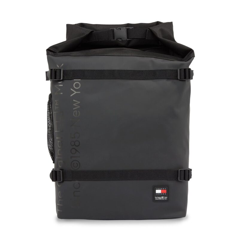 Раница Tommy Jeans Tjm Daily + Rolltop Backpack AM0AM12120 Черен цвят на ниска цена