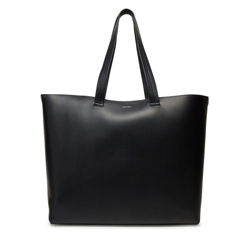 Сак Calvin Klein Ck Premium Leather E/W Tote Xl K50K512894 Черен цвят на ниска цена