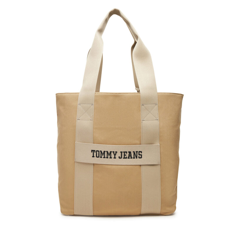 Сак Tommy Jeans Retro Cool Tote AM0AM13278 Бежов цвят на ниска цена
