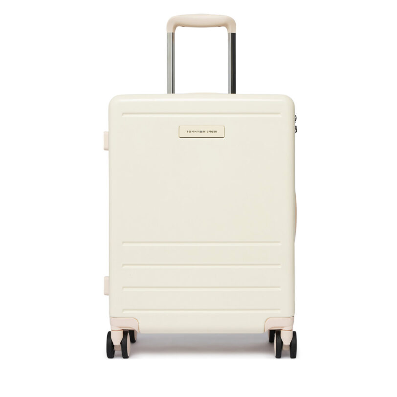 Самолетен куфар за ръчен багаж Tommy Hilfiger Th Travel Cabin Case AW0AW17829 Екрю цвят на ниска цена