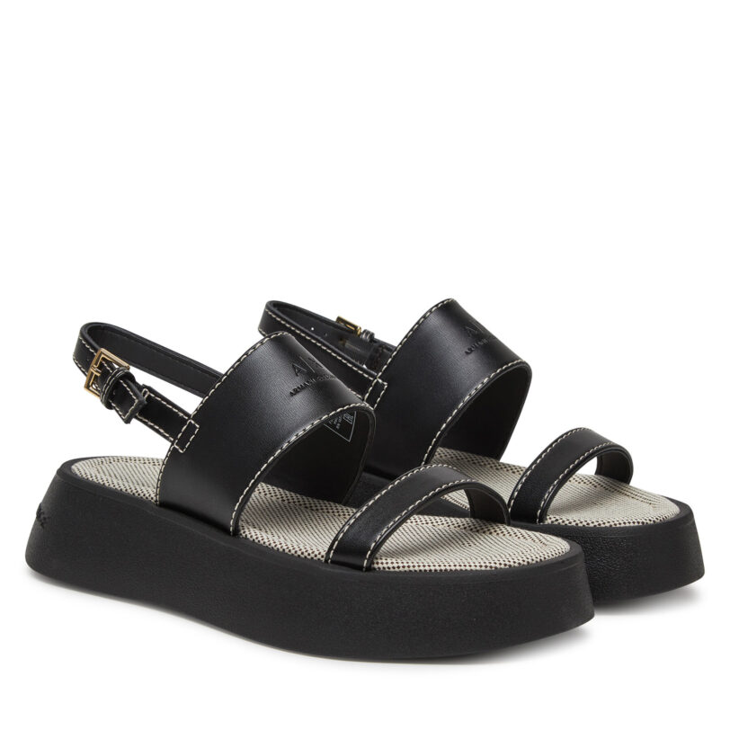 Сандали Armani Exchange XDP054 XV921 00002 Черен цвят на ниска цена