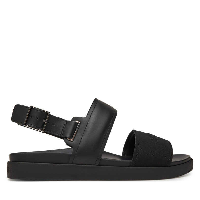 Сандали Calvin Klein Back Strap W/ Buckle Logo HM0HM01742 Черен цвят на ниска цена