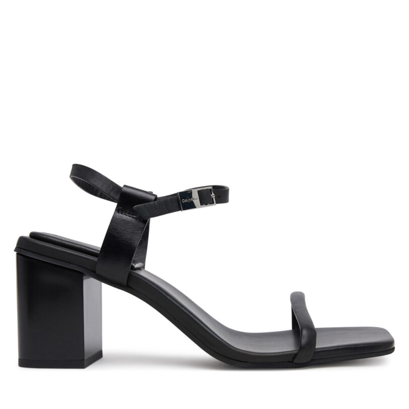 Сандали Calvin Klein Block Heel Sandal 75 Lth HW0HW02650 Черен цвят на ниска цена