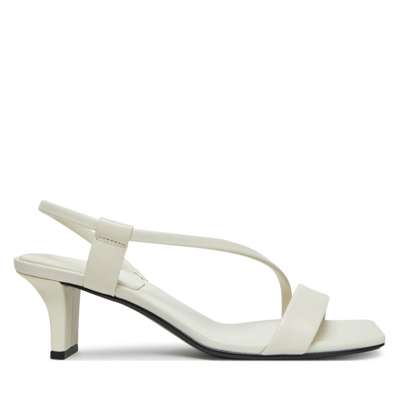 Сандали Calvin Klein Heel Sandal 50 Squared Lth HW0HW02534 Бял цвят на ниска цена