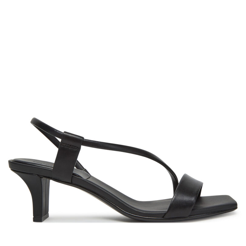 Сандали Calvin Klein Heel Sandal 50 Squared Lth HW0HW02534 Черен цвят на ниска цена