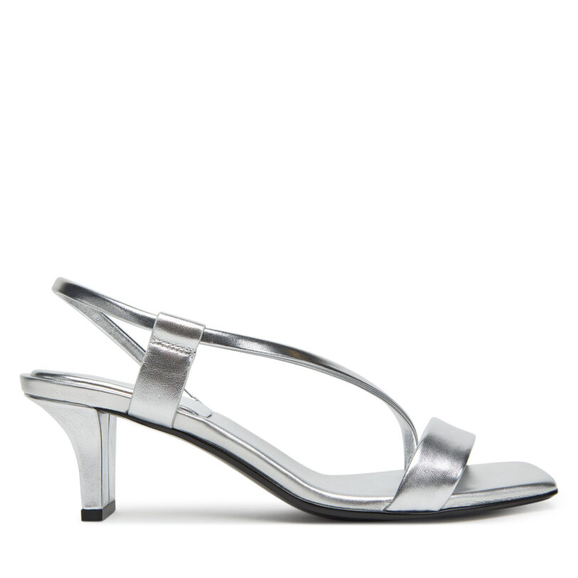 Сандали Calvin Klein Heel Sandal 50 Squared Metallic HW0HW02560 Сребрист цвят на ниска цена